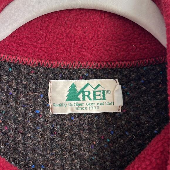 Vintage REI wool (?) 1/4 zip mock neck elbow patch waffle knit sweater sz L - Picture 6 of 8